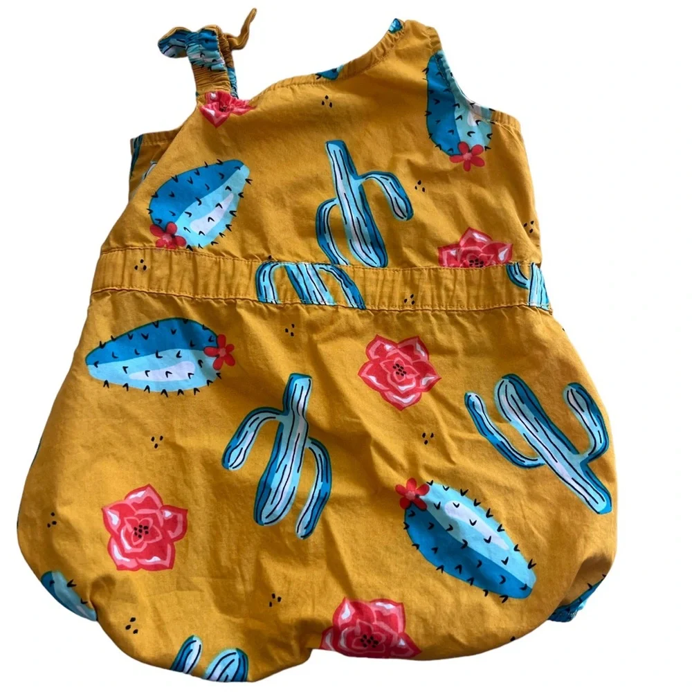 Wrangler Baby Girl One Shoulder Cactus Succulent Print Romper
